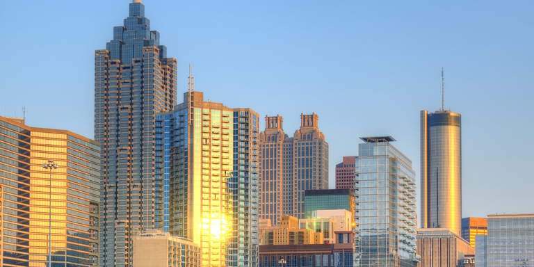 The skyline of modern downtown Atlanta, Georgia skyscrapers