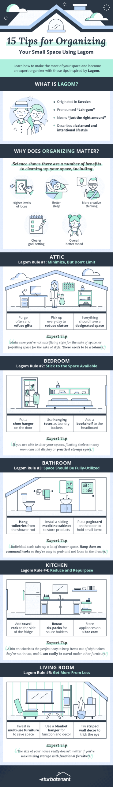 how to use lagom to organize small spaces