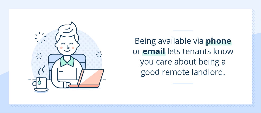 illustration of remote landlord expressing the importance of communication with tenants