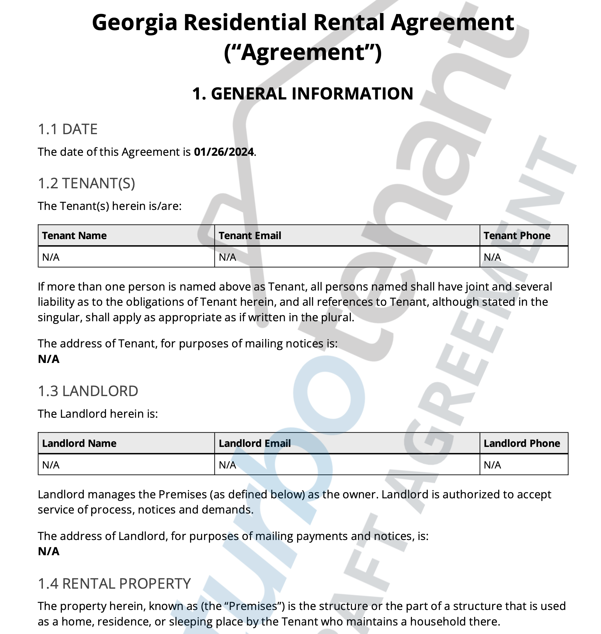 free lease agreement georgia