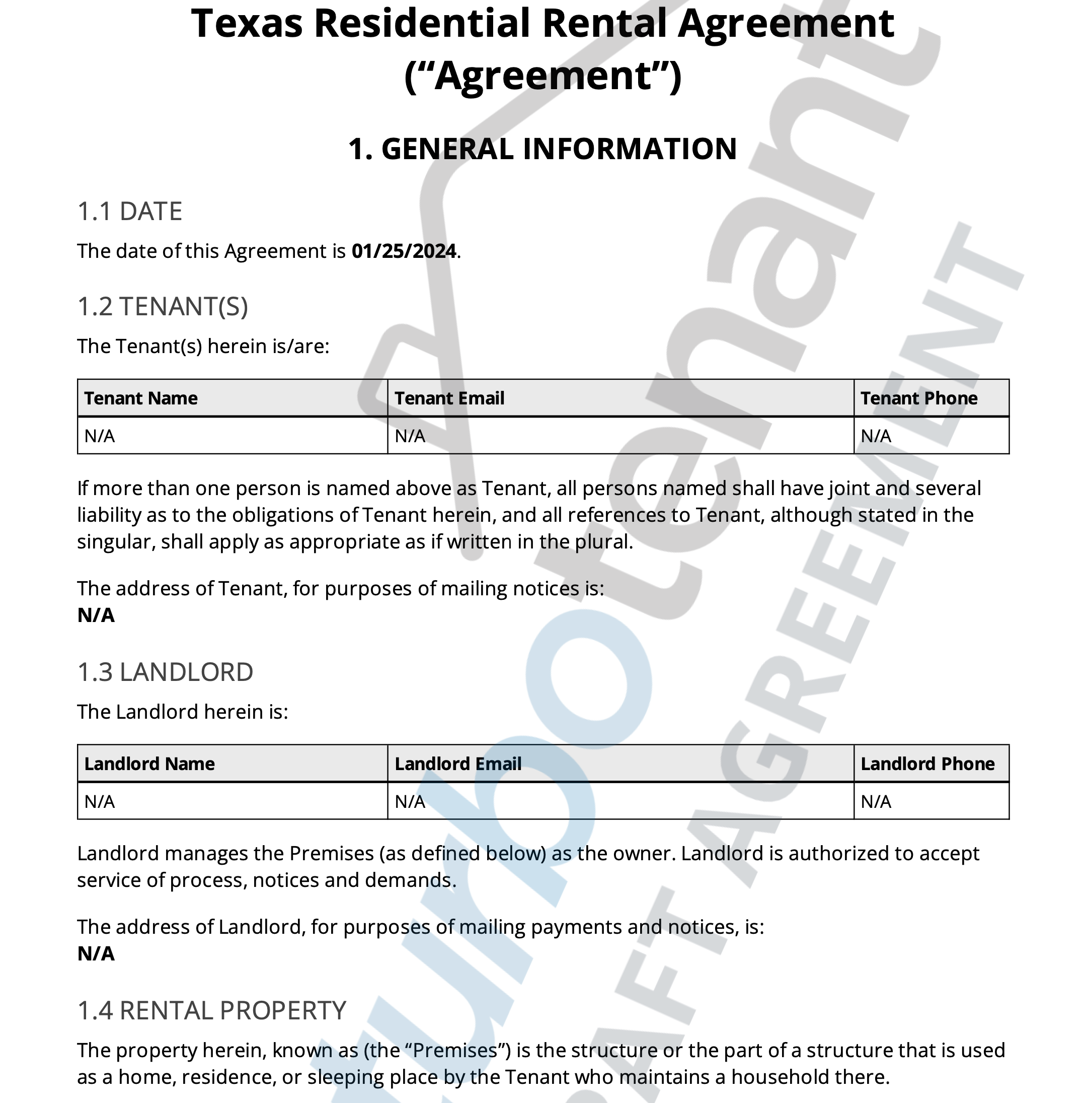 texas sample lease agreement
